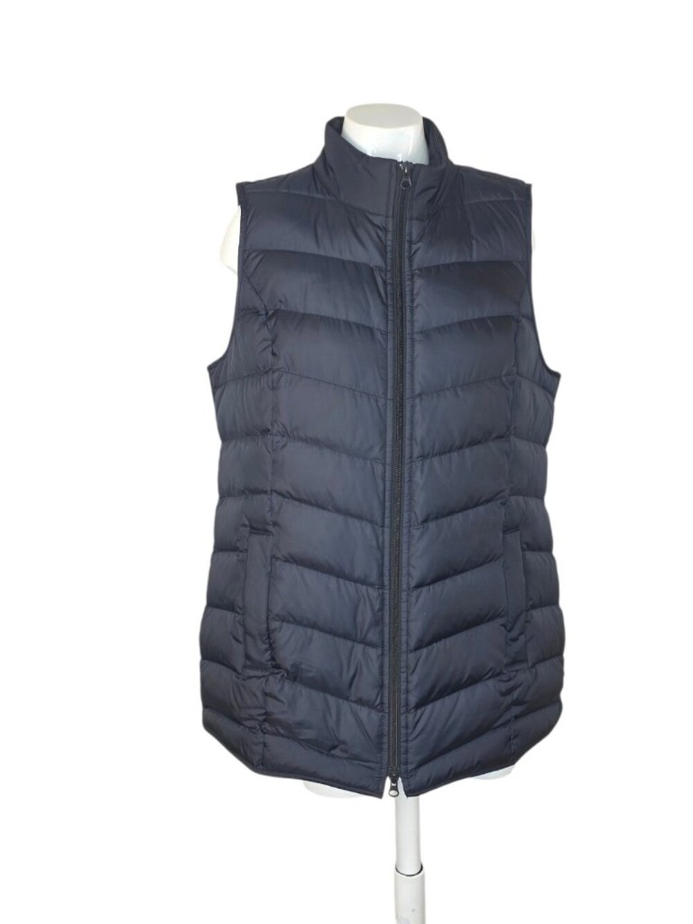 J. Jill Down Filled Quilted Puffer Vest, Black, Womens Medium Petite, Zip Up